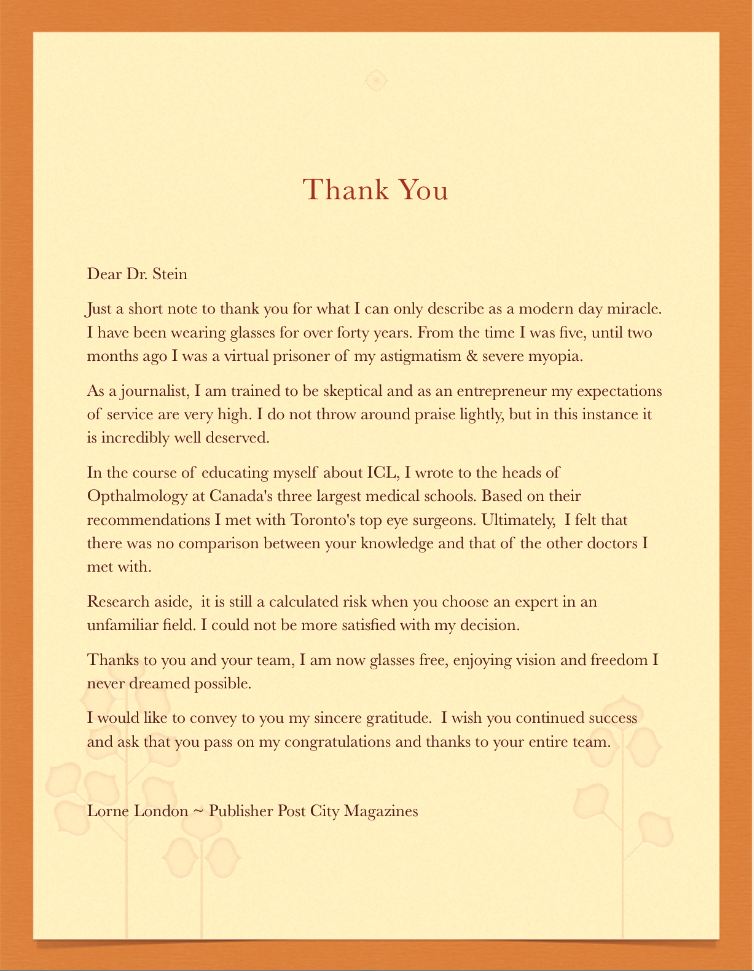 thank you letter to doctor after surgery sle raymond stein md laser eye surgeon 171 dr raymond stein thank you letter to doctor after surgery sle raymond stein md laser eye surgeon 171 dr raymond stein